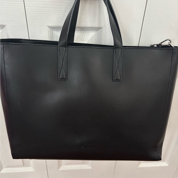 Calpak Black Leather Tote Work Bag - Picture 2 of 6